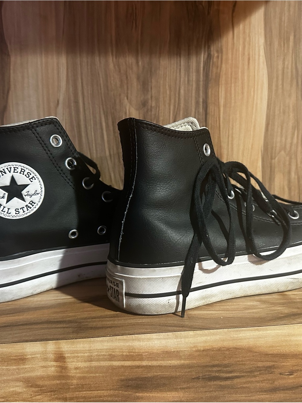 Converse Black White Platform Chuck Taylor High Tops - Picture 2 of 8